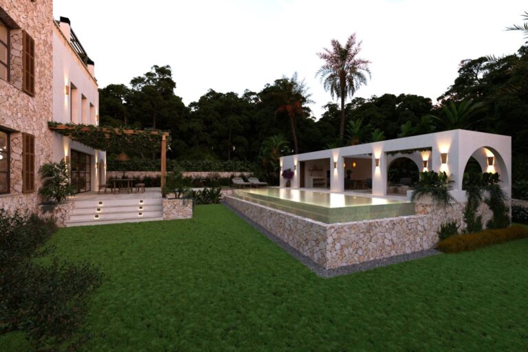 23 - Cala Figuera - Piscina + pèrgola (nocturna)_